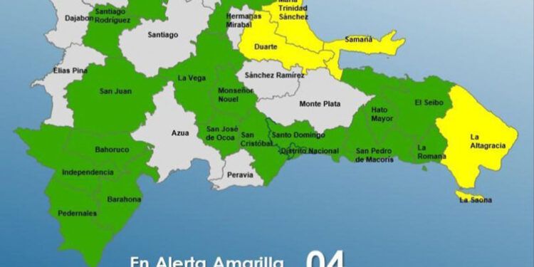 COE mantiene 4 provincias en alerta amarilla y 18 en verde