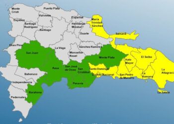 Colocan 9 provincias en alerta amarilla y 7 en verde por lluvias