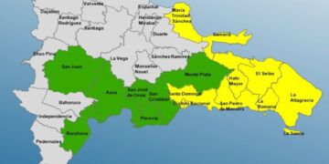Colocan 9 provincias en alerta amarilla y 7 en verde por lluvias