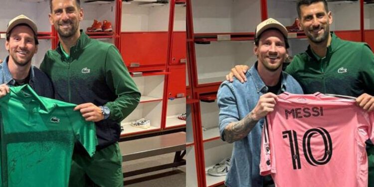 Djokovic celebra victoria ante Messi y su familia en las gradas