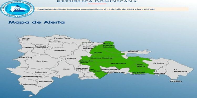 Elevan a ocho las provincias en alerta verde por condiciones climáticas adversas