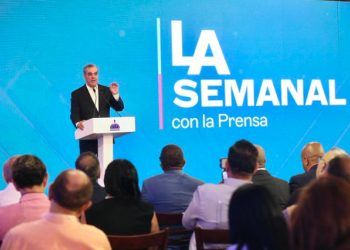 Foto del presidente de la República Dominicana Luis Abinader, durante su comparesencia en La Semana con la Prensa-Noticias N24H
