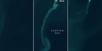 La NASA capta una isla fantasma tras erupción de volcán de lodo en Azerbaiyán