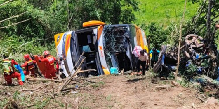 Once muertos, incluidos seis niños, tras caída de bus en Perú