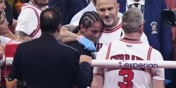 Taylor vence a Serrano por tercera vez y retiene títulos de las 140 libras