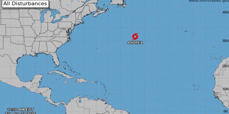 Tormenta Andrea se convierte en el primer ciclón del Atlántico en 2025