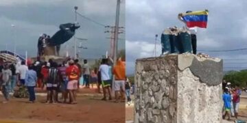 Venezolanos derriban estatuas de Chávez en protestas electorales